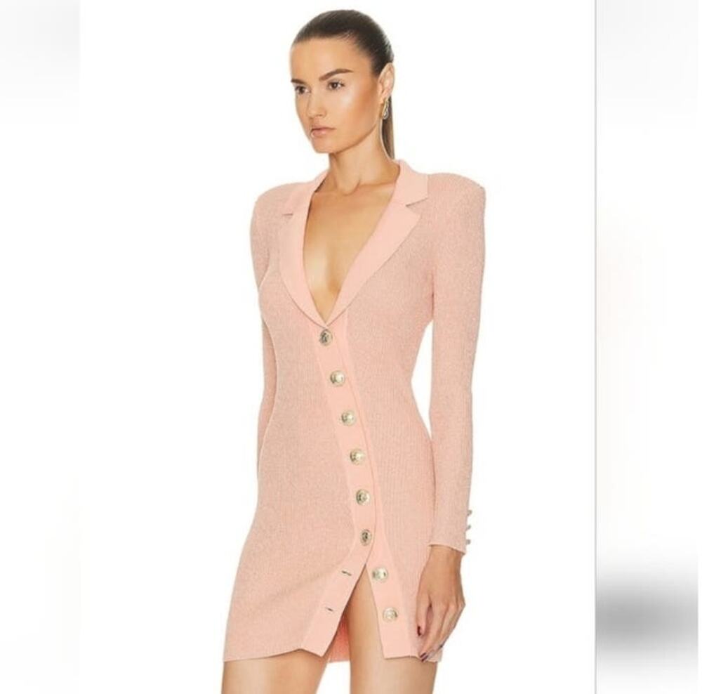 Retrofete Dusty Peach Mimi Dress Long Sleeve Size XL NWT Ribbed